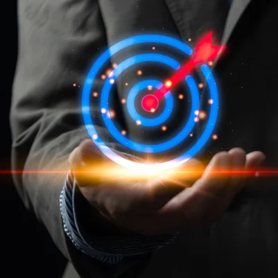 red arrow hitting blue sales target